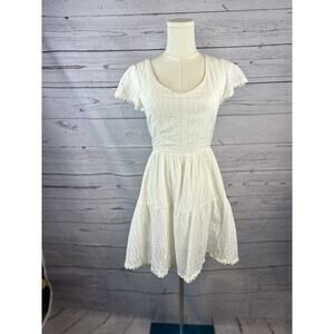 Lost + Wander Middle of Nowhere White Eyelet Embroidered Mini Dress Womens
